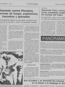 Atentado contra Pinochet, con armas de fuego, explosivos, bazookas y granadas