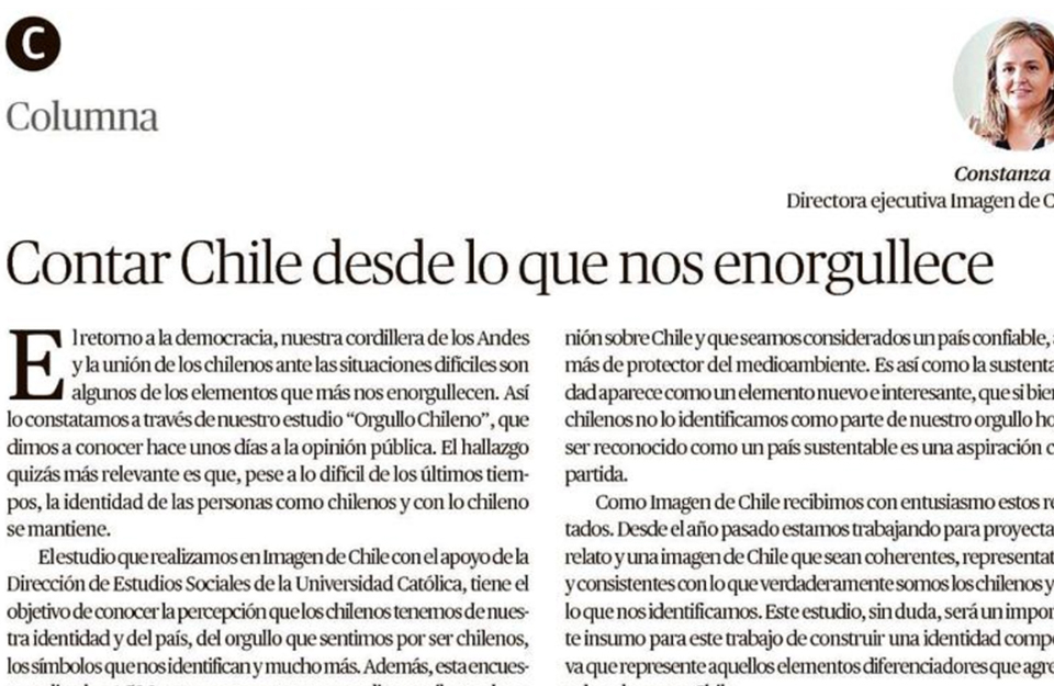 El Mercurio de Valparaíso: Contar Chile desde lo que nos enorgullece | Marca Chile