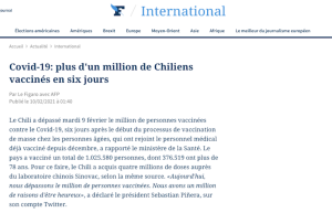 Covid-19: más de un millón de chilenos vacunados en seis días
