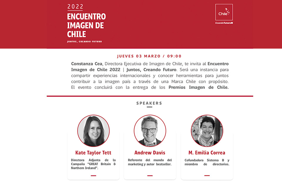 Encuentro Imagen de Chile 2022: con interesantes expositores, conoce las últimas tendencias en marca país